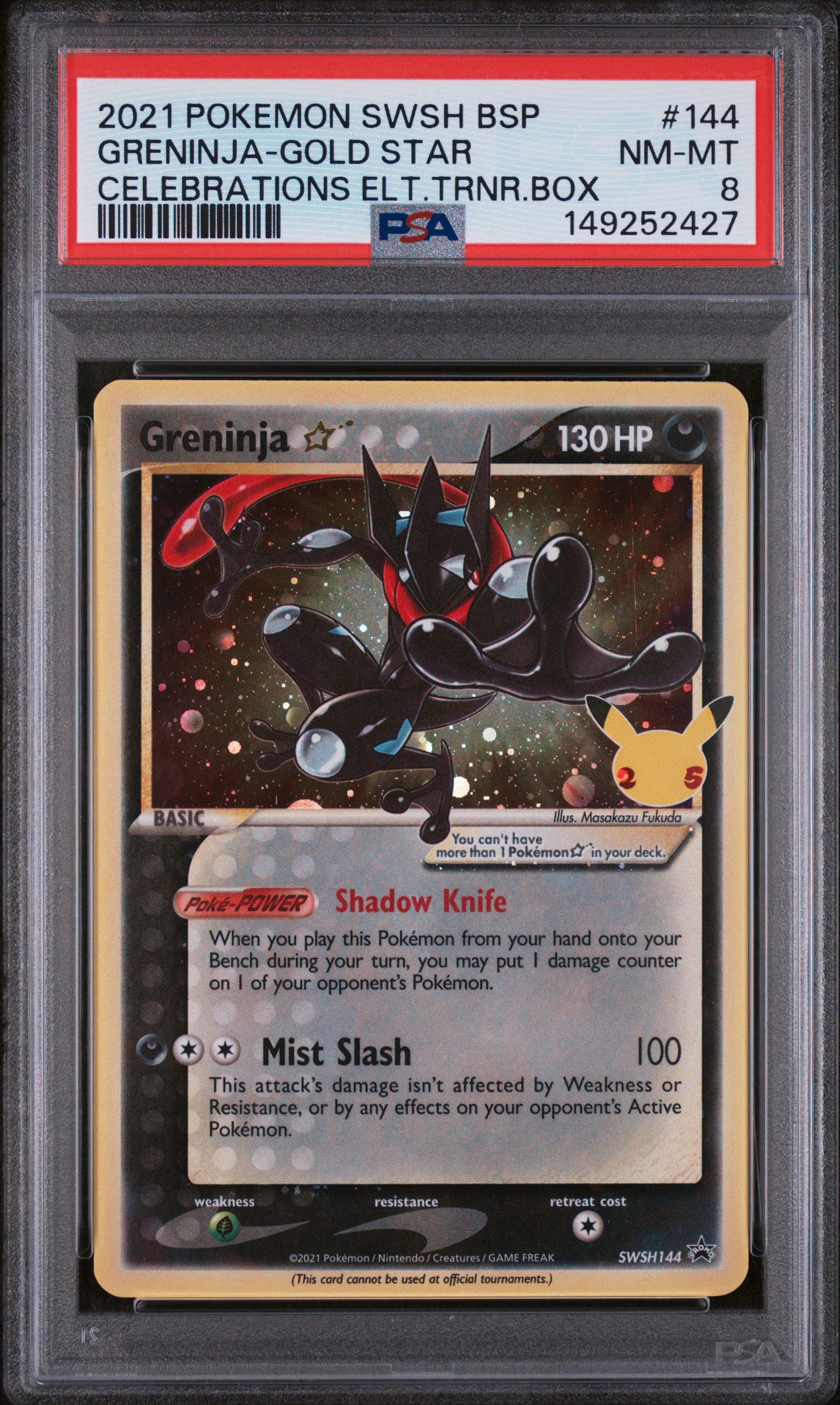 Pokémon: Greninja Gold Star - SWSH #144 - PSA 8-thumbmail-1