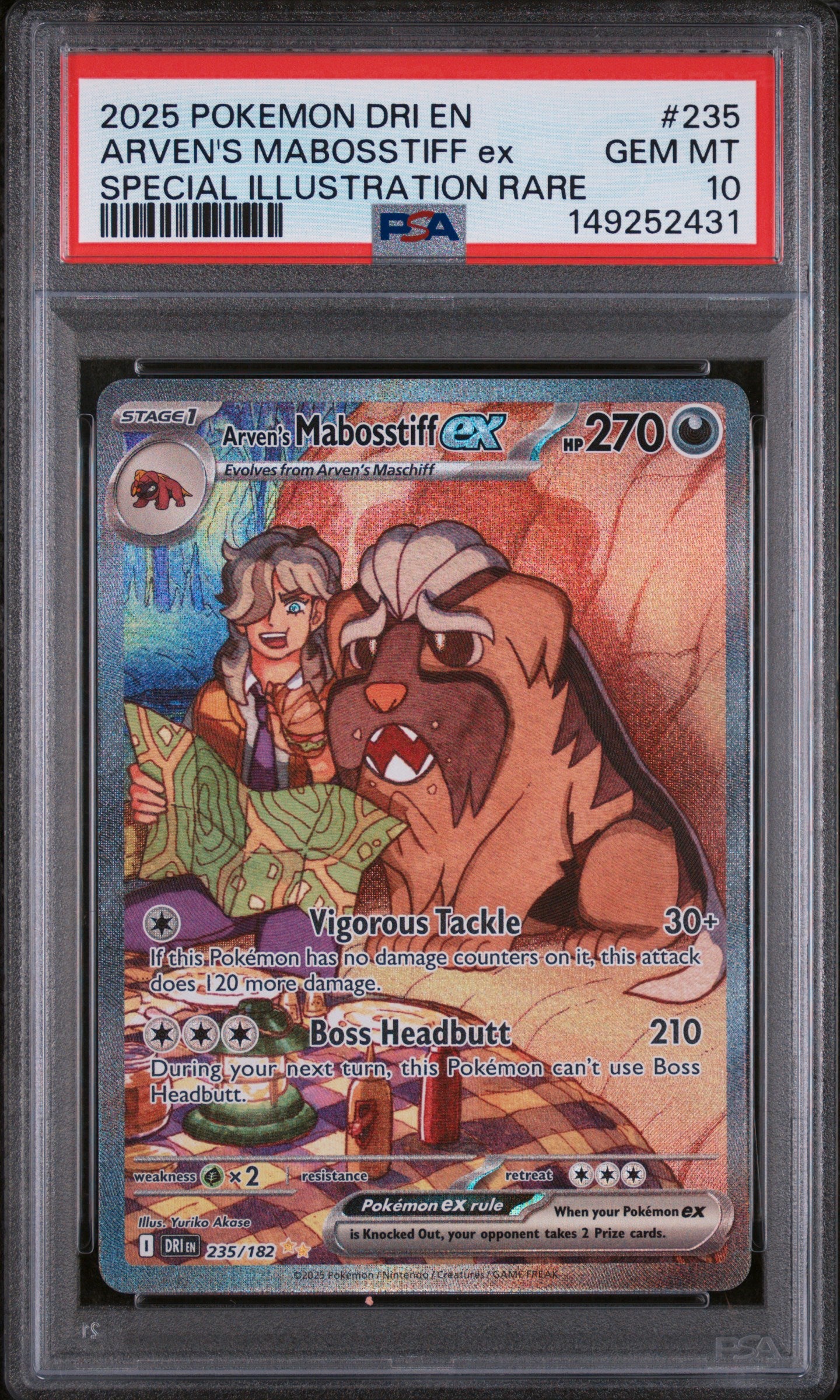 Pokémon: Arven's Mabosstiff ex - Destined Rivals #235 - PSA 10-thumbmail-1