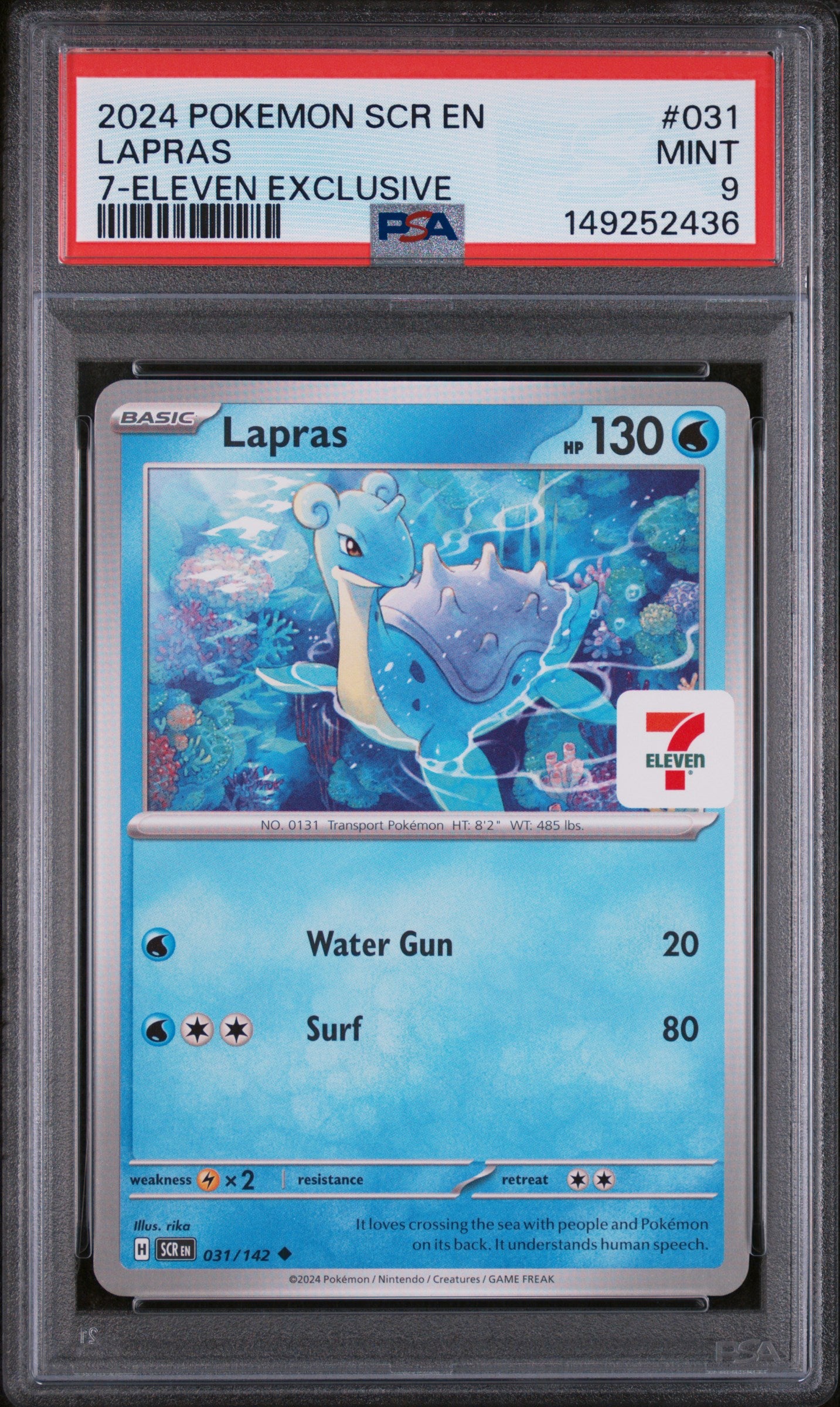 Pokémon: Lapras - Stellar Crown - #031 7-Eleven - PSA 9-thumbmail-1