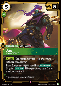 Jax, Unmatched (V.1 - Rare) - Spiritforged (Rare) [SFD-054]