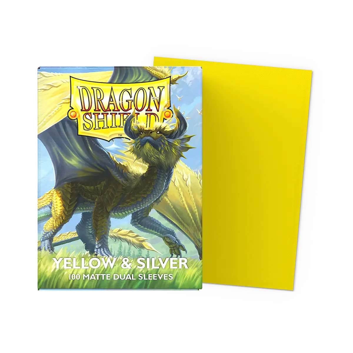 Dragon Shield - Standard Dual Sleeves: Yellow & Silver [Matte] (100 Sleeves) - The Upkeep