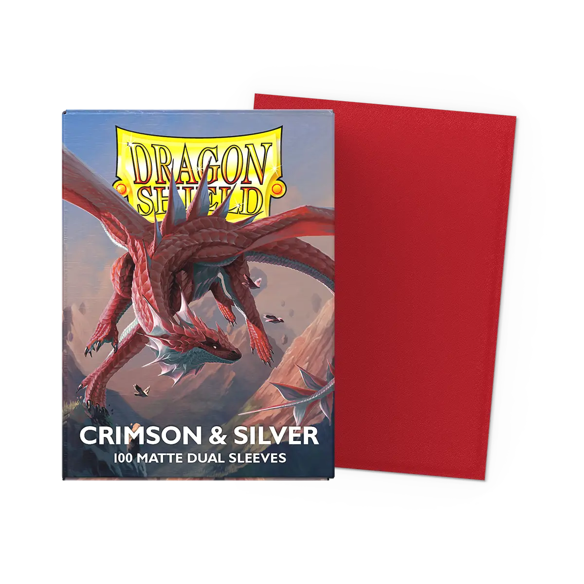 Dragon Shield - Standard Dual Sleeves: Crimson & Silver [Matte] (100 Sleeves) - The Upkeep