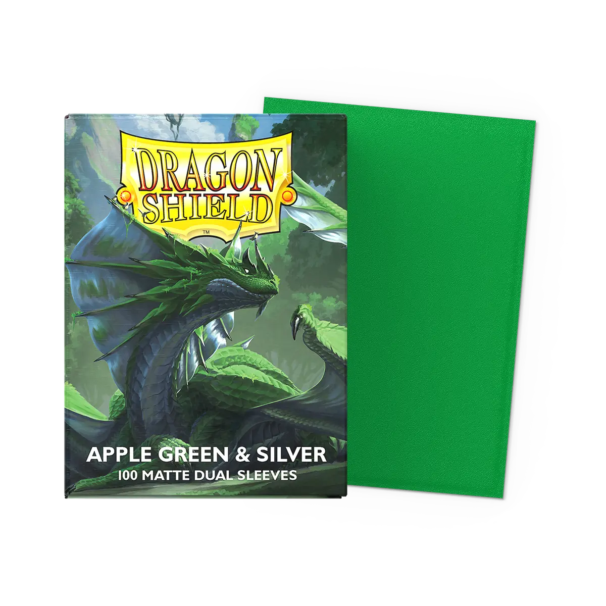 Dragon Shield - Standard Dual Sleeves: Apple Green & Silver [Matte] (100 Sleeves) - The Upkeep